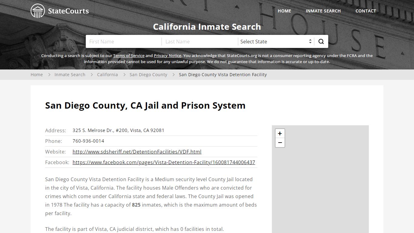 San Diego County Vista Detention Facility Inmate Records ...